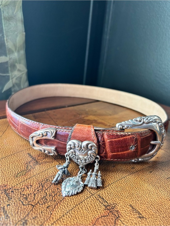 Brighton Accessories - 1996 BRIGHTON Belt Brown Croc-Embossed with Stainless Steel Hardware